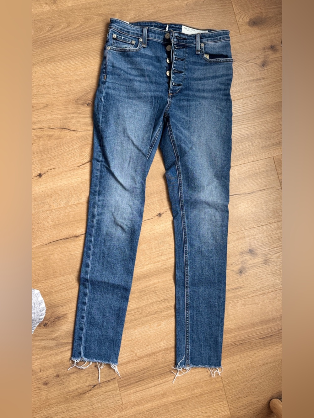 Rag & Bone High-Rise  Button-Fly Slim Jeans - Blue